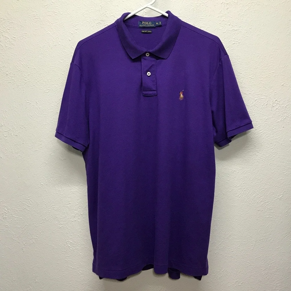 Polo Ralph Lauren Polo Shirt Mens XL Purple Pima Soft Touch Short Sleeve Pony